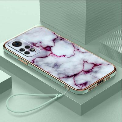 Luxury Plated TPU Phone Case With Lanyard for Xiaomi Redmi Note 10S 11S 12S 9 10 11 12 Pro 9T 10C 12C 13C Cases A48 Landscape Pattern Cover Oil Marble