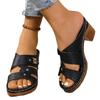 Shoes high-heeled platform fish mouth slippers one-word new summer large-size high-heeled slippers