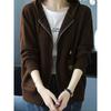 Hooded Cardigan Women's Zip-Up Cardigan for Spring/Fall Transitional Weather, Everyday & Formal Outfits