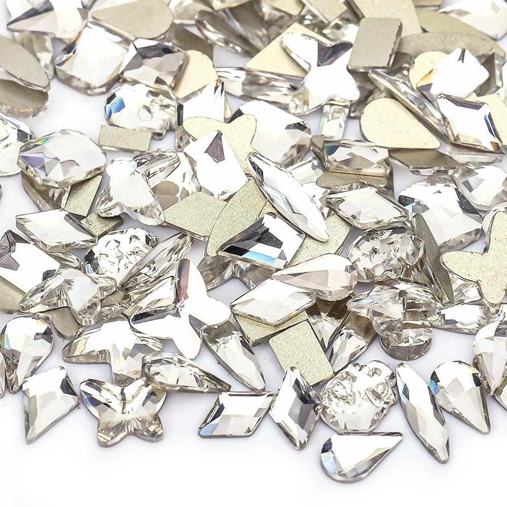 Mixed Nail Art Accessories Size Aurora Champagne Stained Glass Flat Bottom Special-Shaped Diamond Diy Nail Accessories