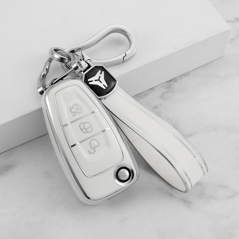 3 Bottons Silver Tpu Car Key Case Cover For Ford Ranger C-Max S-Max Focus Galaxy Mondeo Transit Tourneo Custom Accessories