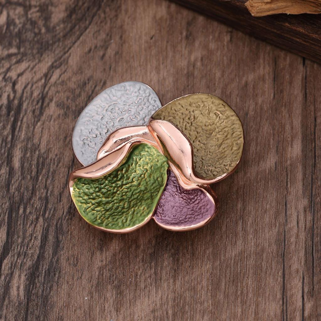 New Geometric Petal Combination Enamel Color Flower Magnetic Brooch Color Oil Ladies Multifunctional Brooch