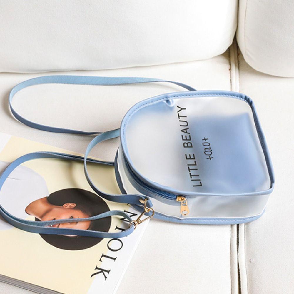 Visible Transparent Crossbody Bag Adjustable Strap Candy Color Pu Bag  Beach