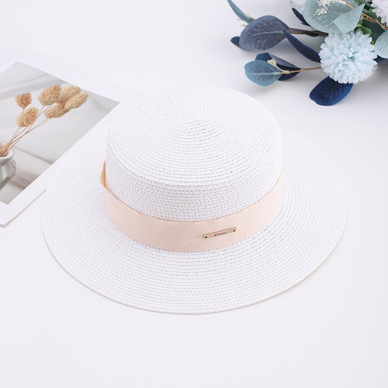 Internet celebrity French retro flat top straw hat summer travel sun hat manufacturer