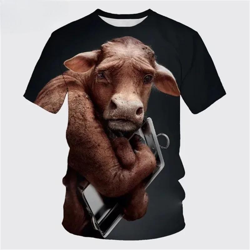 Sommer Mode Kurzarm Tier Kuh Grafik T-Shirts für Kinder 3D Druck Lässig Lustiges T-Shirt Street Outdoor Jungen und Mädchen Tee Tops