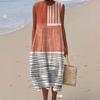 European and American New Summer Flower Ocean Printing European Size Round Neck Sleeveless Long Dress Creative Loose Dress