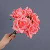 1 Bunch 5 Heads Real Touch Artificial Roses Flower Silk Fake Curly Rose Flower Arrangement Bouquet for Home Party Wedding Decoration