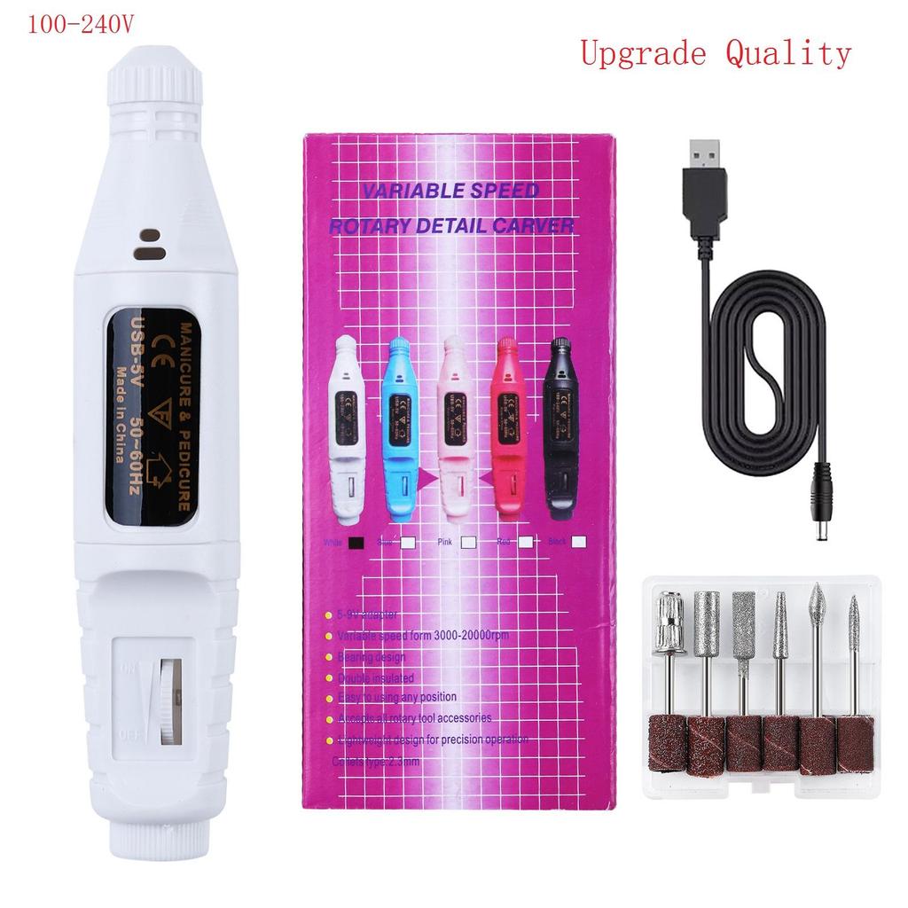 3 In 1 Electronic Nail Art Polisher USB Nail Art Tip Manicure Toenail Drill File Nail Grinder Polisher