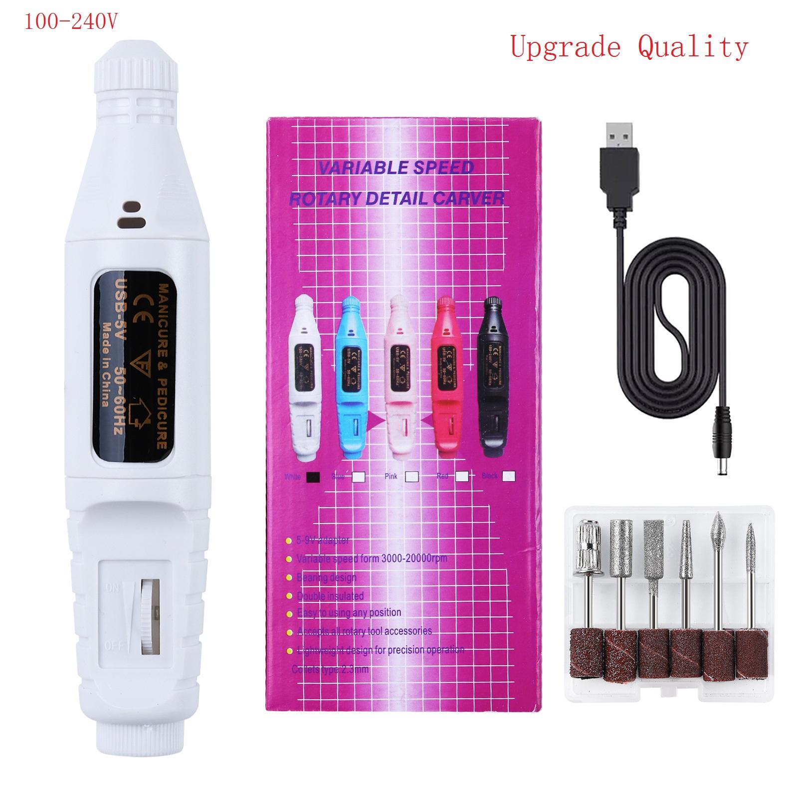 

Электронный полировщик для ногтей 3 в 1, USB-наконечник для дизайна ногтей, маникюрная дрель для ногтей, шлифовальная машинка для ногтей, полировщик USB белый