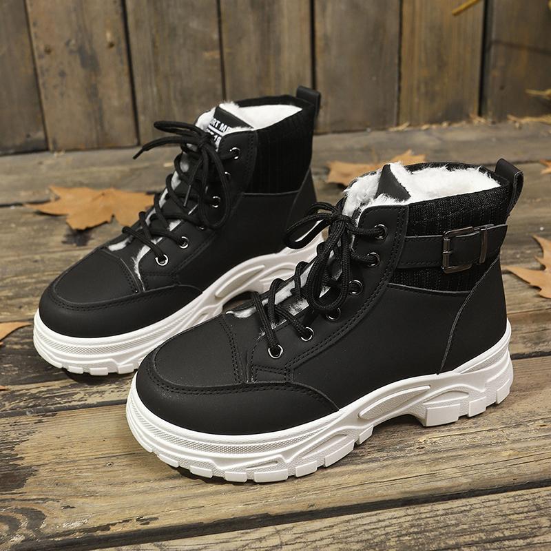 

Lucyever Короткие кеды на толстой платформе для женщин, размер плюс 45, ботильоны на толстой подошве, женские, со шнуровкой, с хлопковой подкладкой 45 чёрный