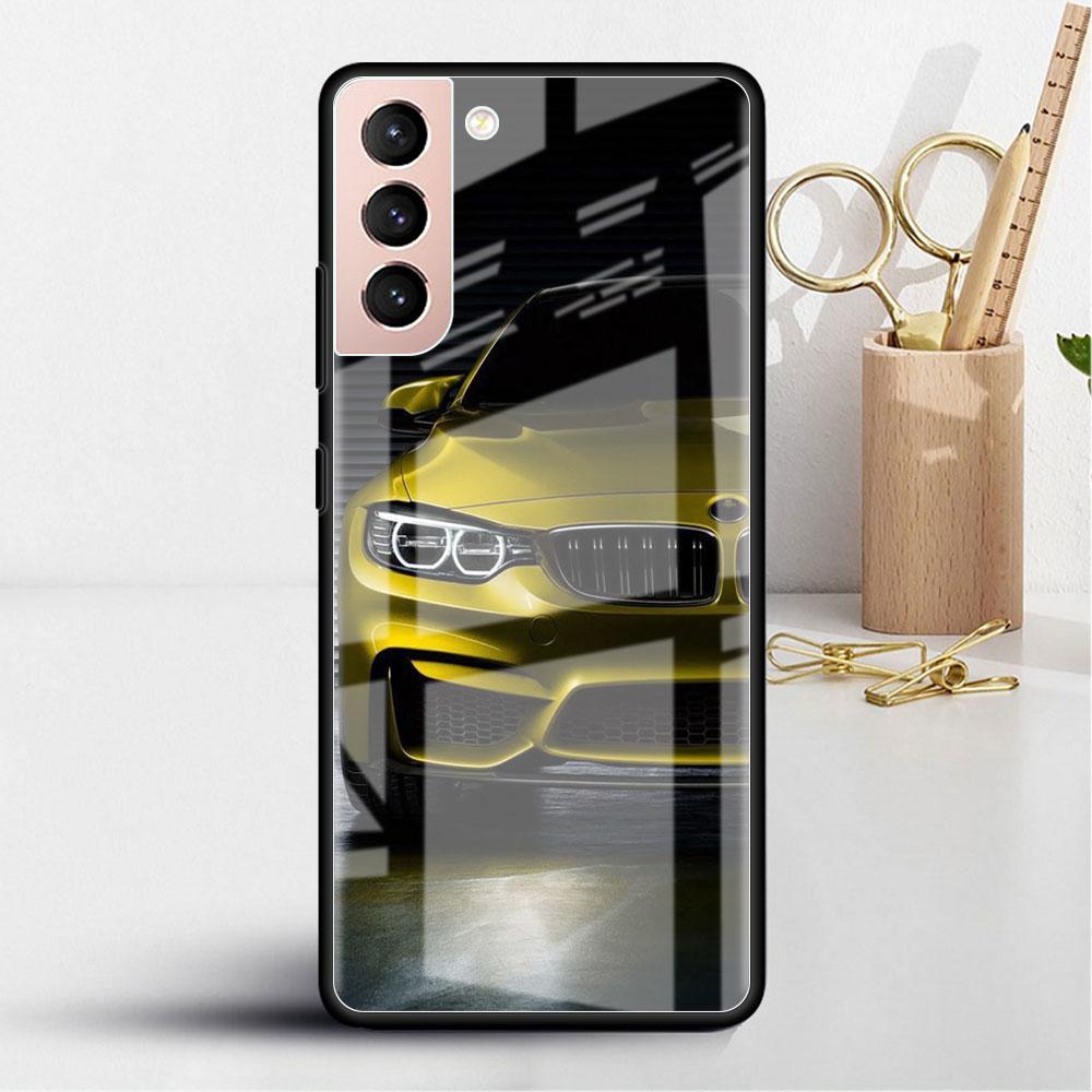 Glass Case For Samsung Galaxy S22 S20 FE S21 5G S10 S9 Plus Note 10 20 Lite Tempered Phone Cover Blue Red Car