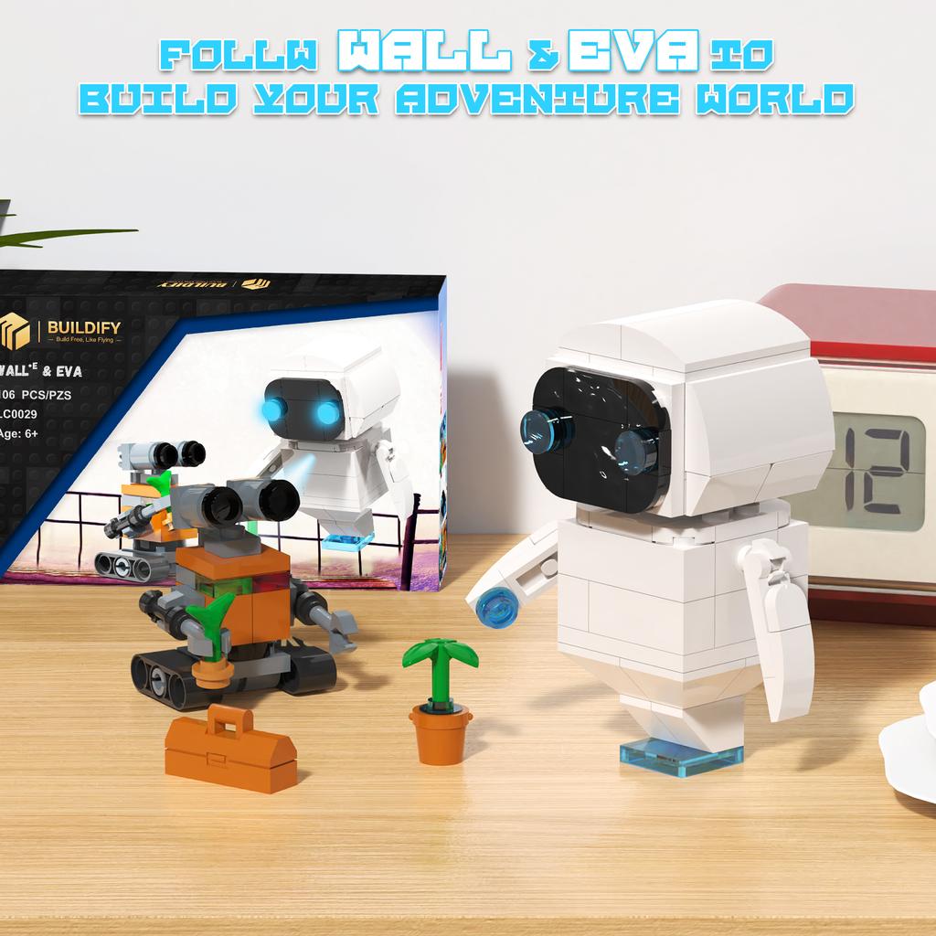Wall and Eve Building Blocks, Mini Wall Robot Figure Compatible with Lego,STEM Creative Christmas Gifts for Boys, Girls, Kids 6+