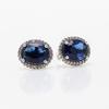 S925 Sterling Silver Blue Diamond Halo Stud Earrings - Elegant Gift for Women