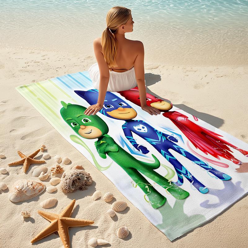 1pc PJ Marks2 Beach Towel, Comfortable and Thick, and Swimming/Bath/Picnic/Camping Towel, Suitable for Seaside Beaches