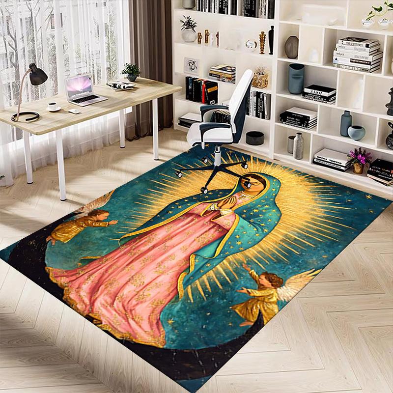1PC Virgin Mary angels Extra Large Non Slip Floor carpet, Office, family, Studio   Large Area Rug Indoor Rugs, Bold Statement Piece