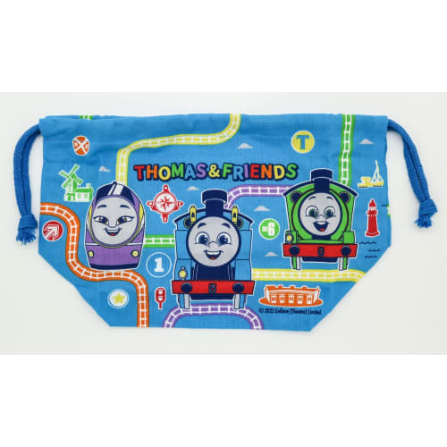 OSK Thomas the Tank Engine Drawstring Lunch Bag, Made in Japan, Stylish, Cute, Simple, Easy to Use, Easy to Access, Unisex, for Kids and Elementary Sc