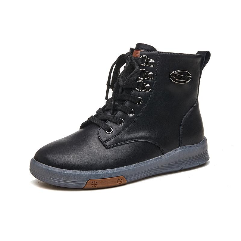 High-top shoes women's 2025 new autumn and winter velvet Martin boots leather spring and autumn shoes beef tendon soles short boots casual women's