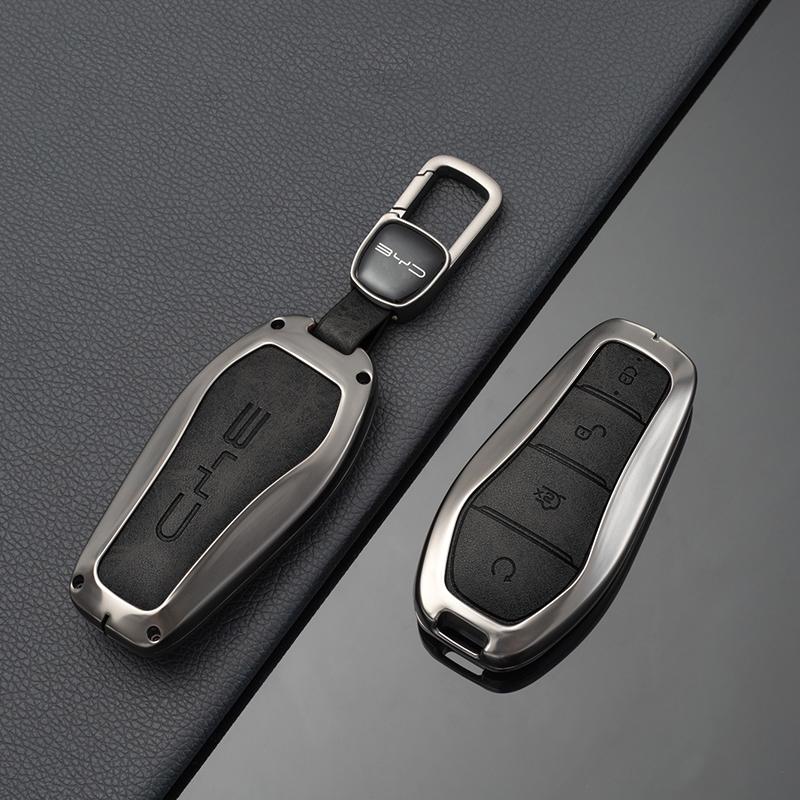 Metal Leather Car Key Case Protection Cover for BYD Song Plus Atto 3 Seal U QIN DMI Han EV Dolphin Yuan Pro Tang Car Accessories