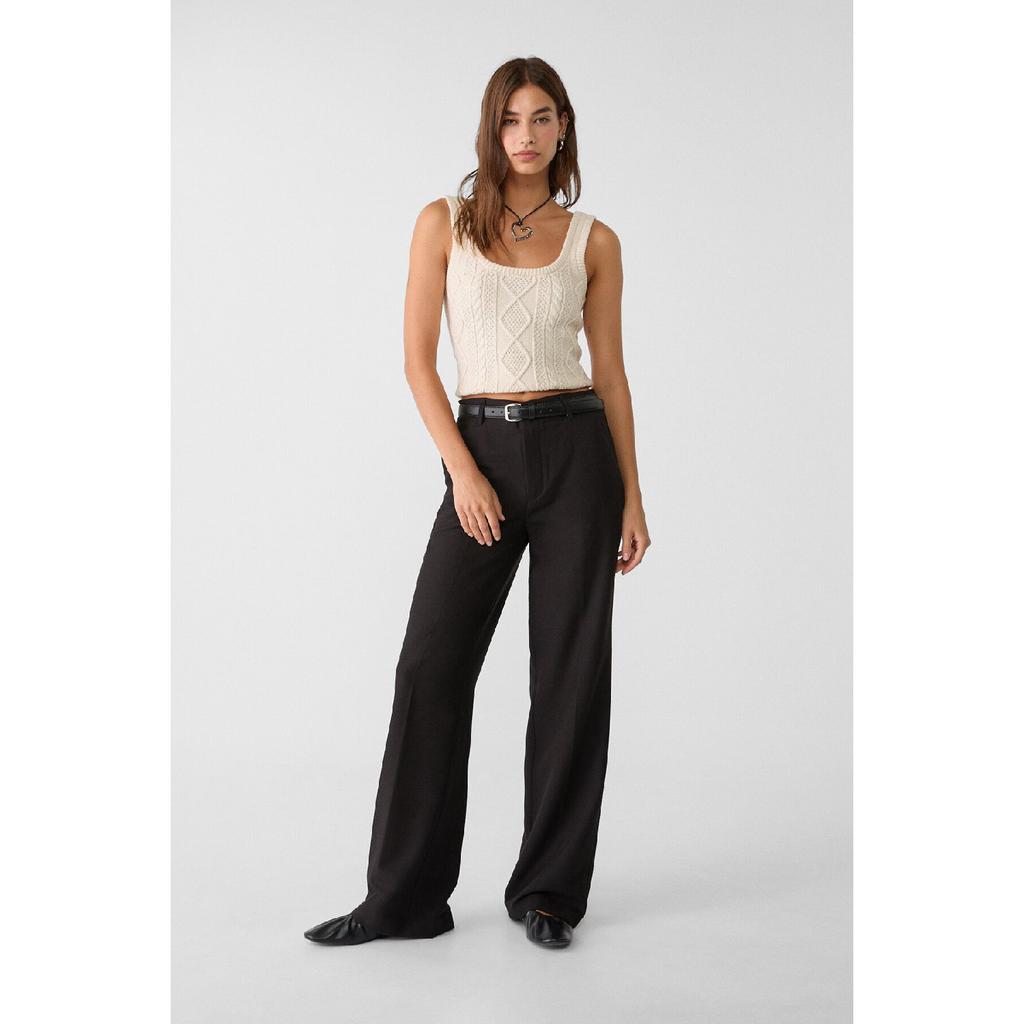 Straight Fit Fabric Pants