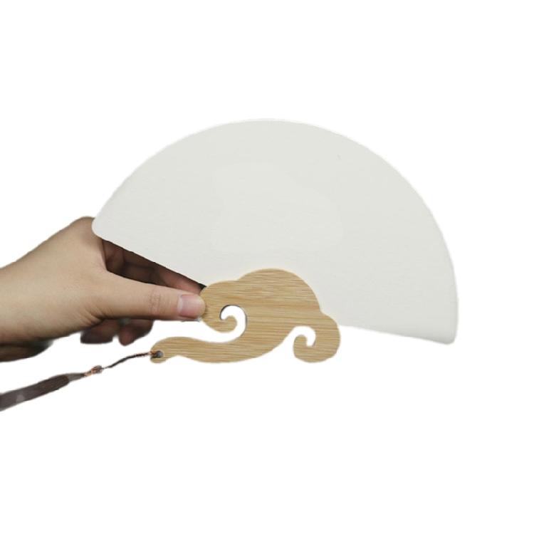 Chinese Rice Paper Fan White Round Fan with Tassels DIYs Blank Fan Decors