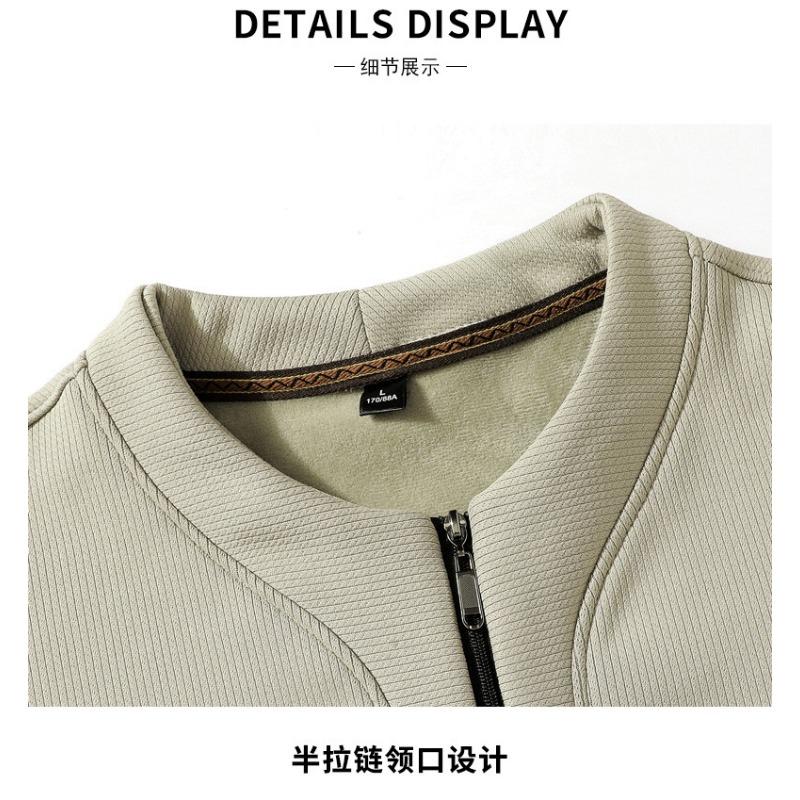 Men Long Sleeve Crew Neck Half Zip Loose Fit Casual Sweatshirt