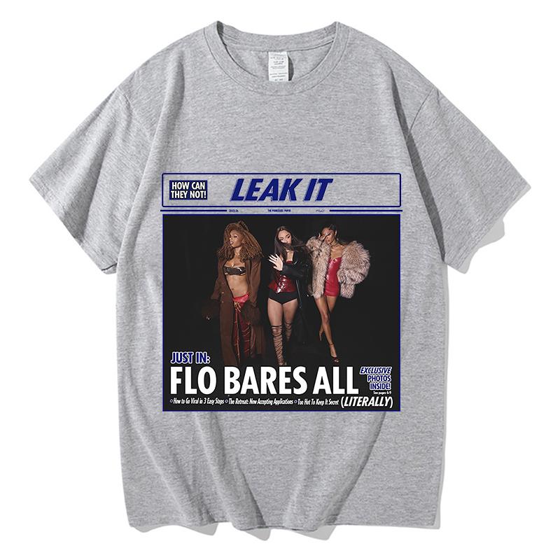 FLO Leak It Tour 2026 T-shirt Pure Cotton Fashion Casual Graphic Tshirts Loose Cotton Short Sleeve Female T Shirt Print Tops Tee