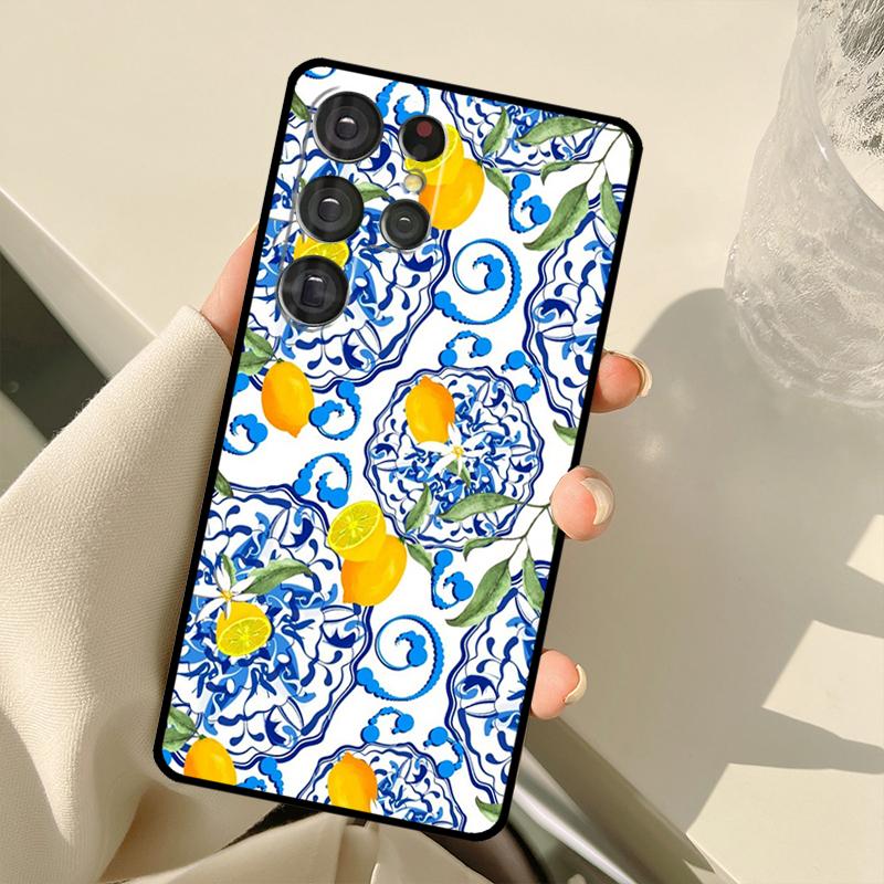 Mediterranean Lemon Case For Samsung Galaxy S25 Ultra S21 S22 S23 S24 Ultra S9 S10 Plus S20 FE S25 FE Back Cover