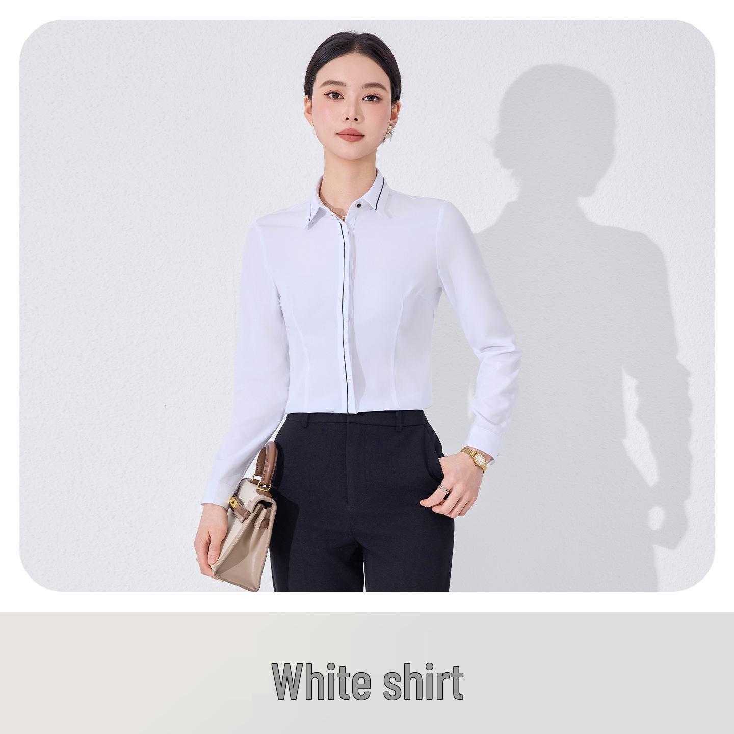 2026 Women s Formal Long Sleeve White Shirt – Spring Workwear Design 4XL