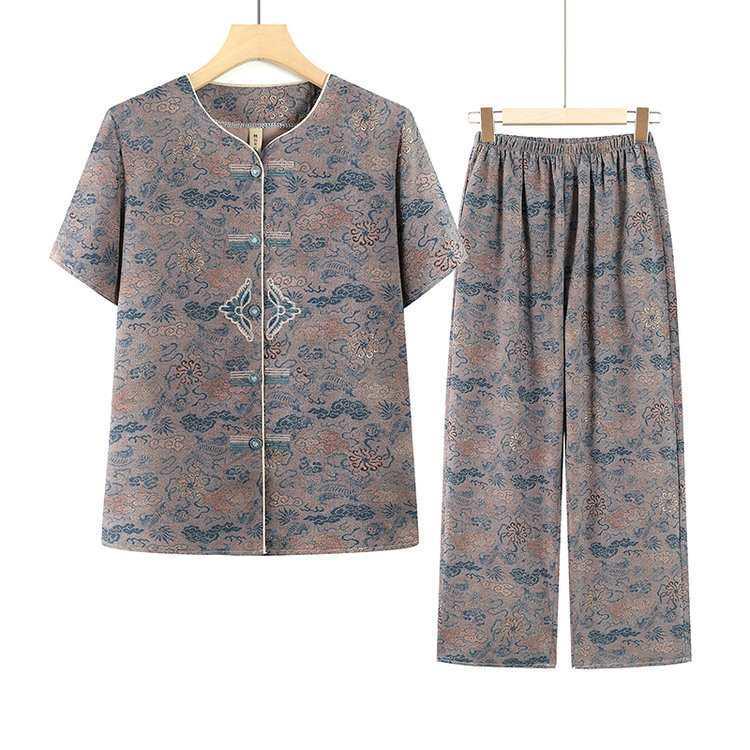 Grandma's 2026 Summer Short-Sleeve Shirt Set for Middle-Aged and Elderly Women