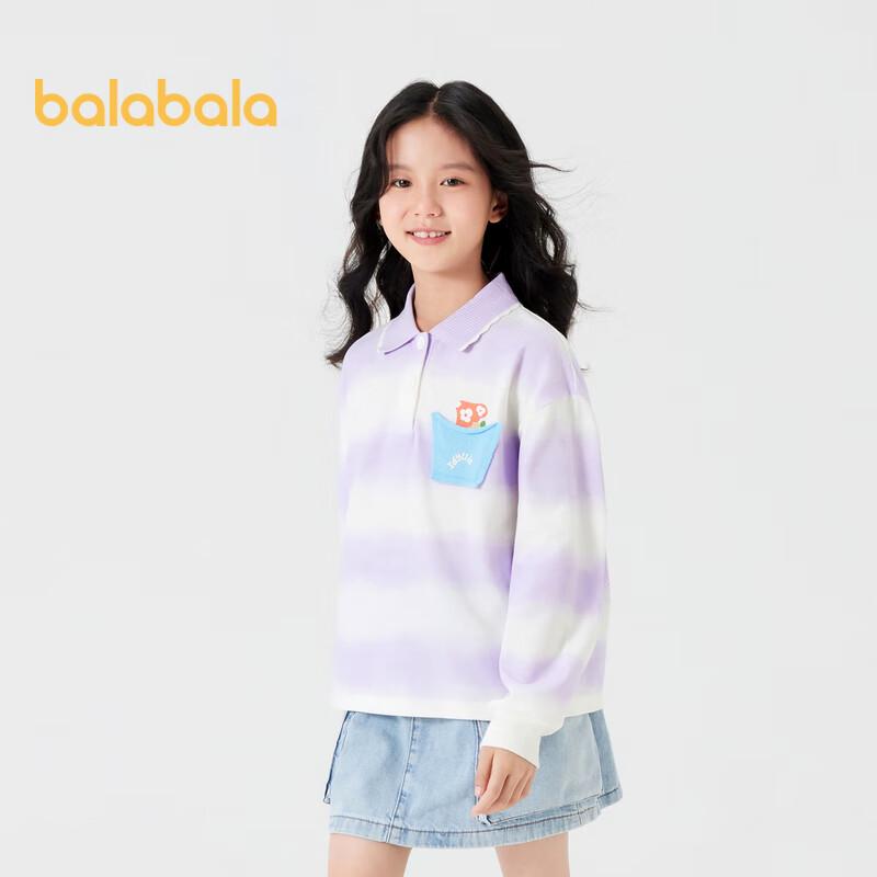 Balabala Girls  Sweet Color Block Long Sleeve T-Shirt 130