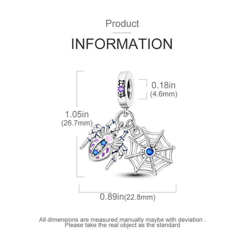 Charms Copper Blue Zircon Spider And Spider Web Pendants Fit Charms Plata Original Bracelet Beads Women Jewellery Making
