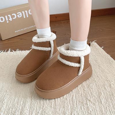 Fashion Women's Fashion Flat Cotton Boots Winter New Round Head Suede Non-slip Wear-resistant Comfortable Snow Boots