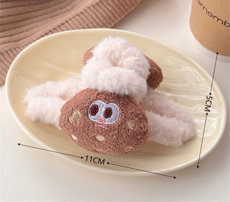 1/2/3Pcs Plush Heart Hair Clips For Women Autumn Winter Fur Hair Crab Clip Elegant Shark Hair Claws Headwear Hair Accessories