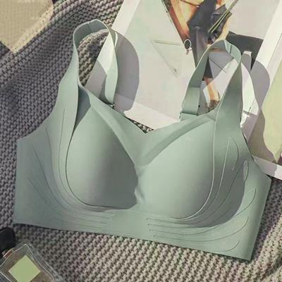 Women Bra Anti-slip Wire-free Push-up Mid-aged Female Underwear Wide Shoulder Strap Full Coverage