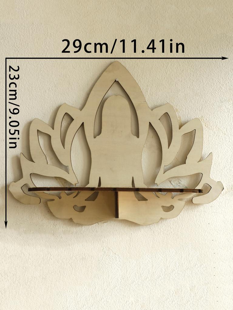 Lotus Ccrystal Shelf Display Black Wooden Wall Shelves Boho Floating Wall Shelf for Bedrooms Offices Living Room Aesthetic Gift