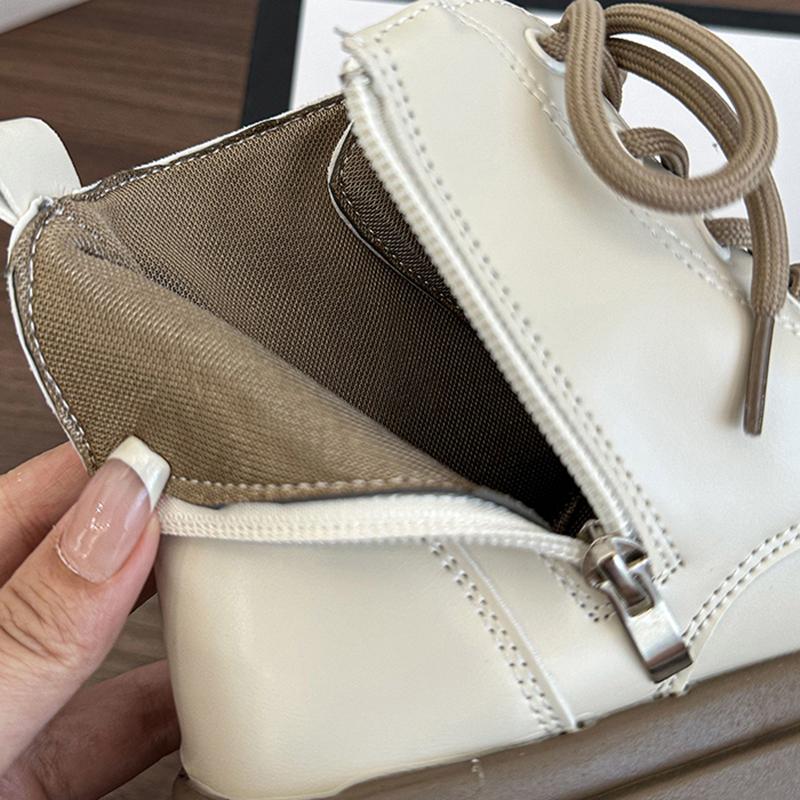 Fashion Platform Thick Bottom Women Motorcycle Boots Fashion Lace Up Shoes 2025 Autumn Winter Female Keep Warm Short Booties