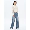 Dark Wash Long Wide Lightweight Denim Blue