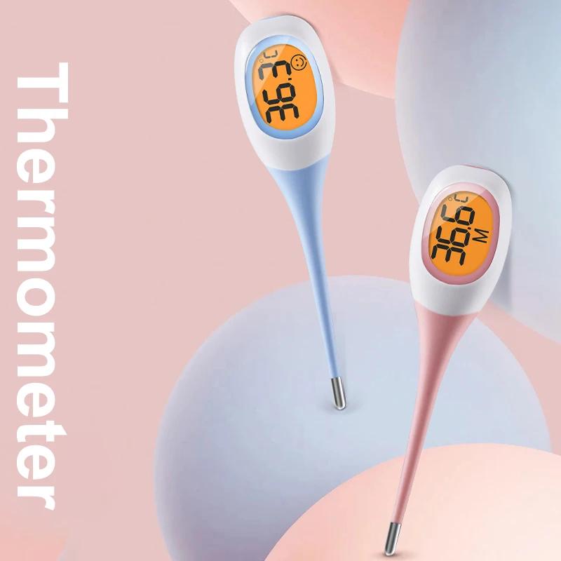 8 Seconds Backlit Battery Powered Fever Thermometer Medical Household Digital LCD Fast Measure Kids Baby Adult Body Soft Plastic