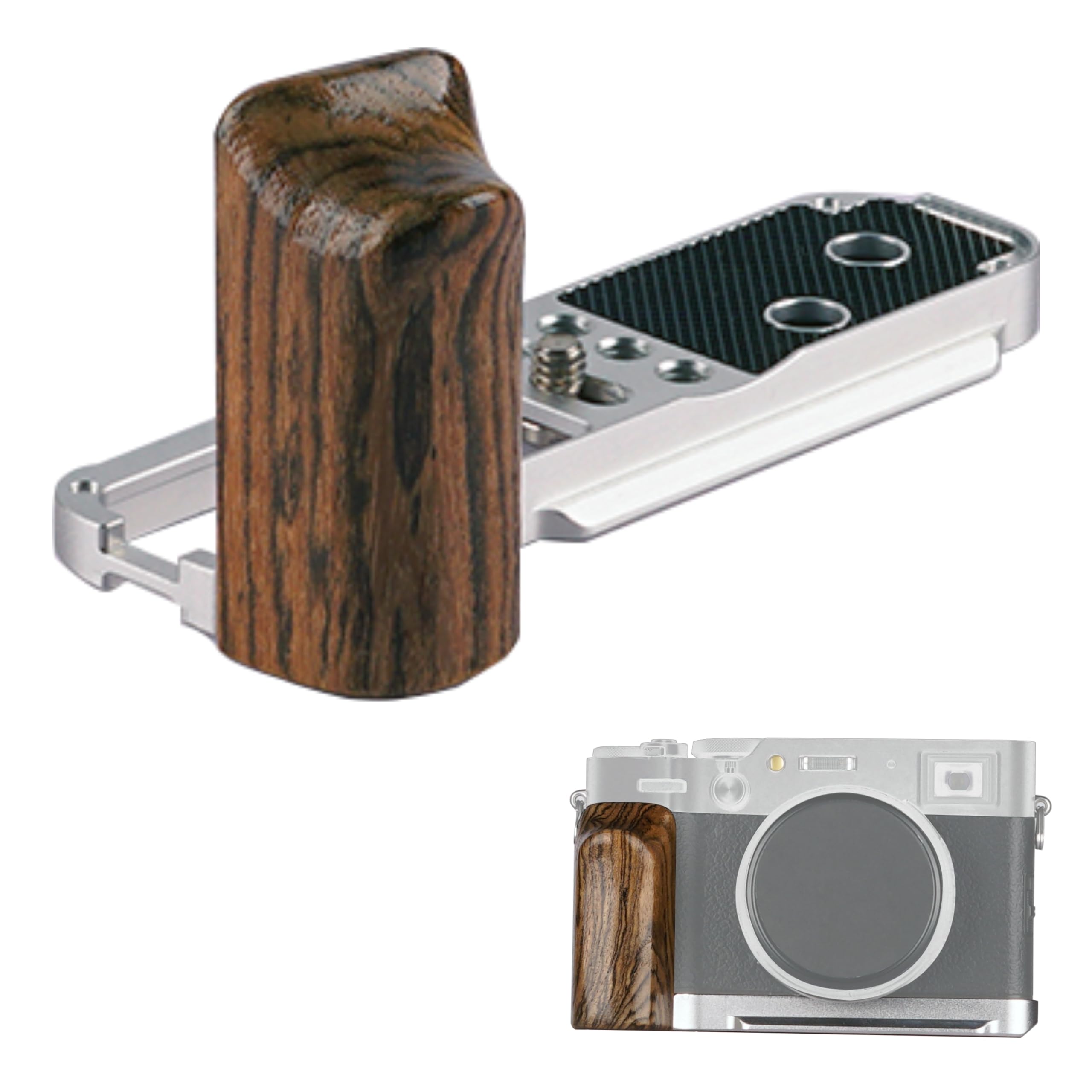 

WEPOTO X100VI X100V Handheld Grip L-shaped Grip with Quick Release Plate for Arakas, Wood Side Handle, Suitable for FUJIFILM X100VI X101V Camera