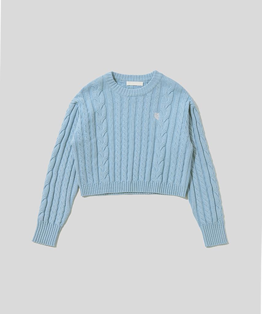 PLAC WOMEN Cable Crop Knit Light Blue