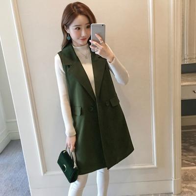 Women Elegant Sleeveless Lapel Long Cardigan Jacket Coat Suit Waistcoat Vest 2XL