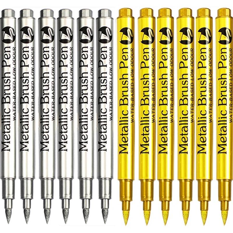 

12Pcs/Set Colorful Metallic Marker Pens Single / Double-tip Art Marker For Manga Graffiti Drawing School Stationery Supplies