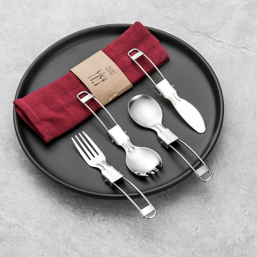 Picnic Travel Tableware Utensils Camping Stainless Steel Cutlery Fork Spoon Spork