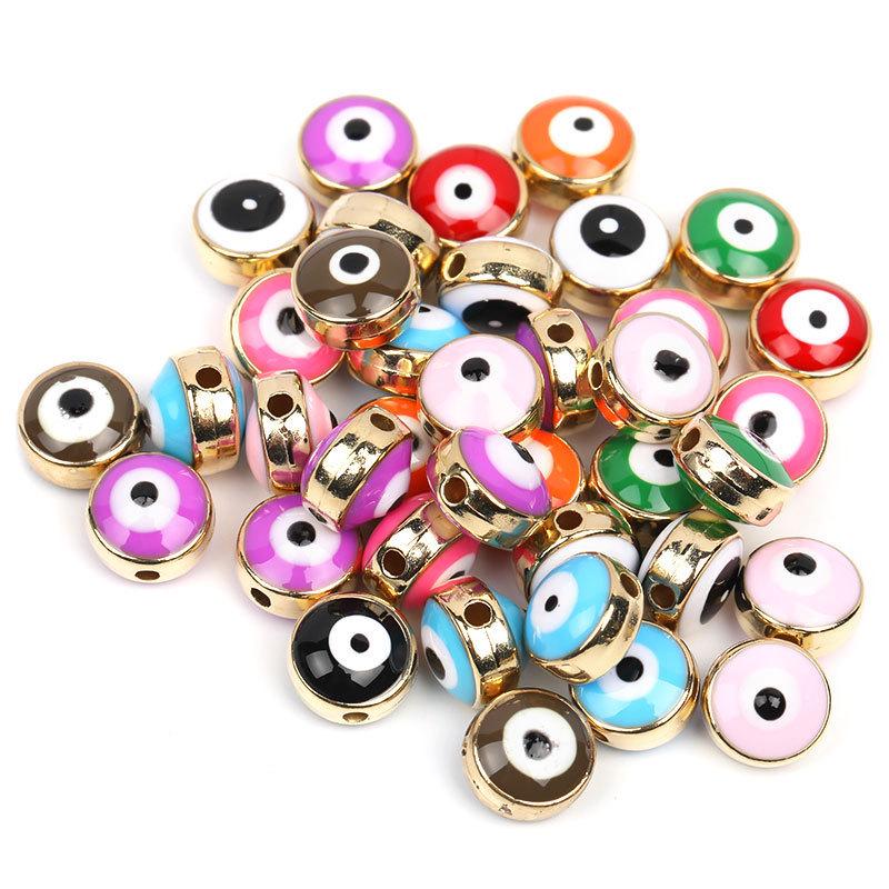 

8mm Gold Edge Resin Evil Eye Bead for DIY Phone Chains & Keyrings 8mm (100 pieces/bag)