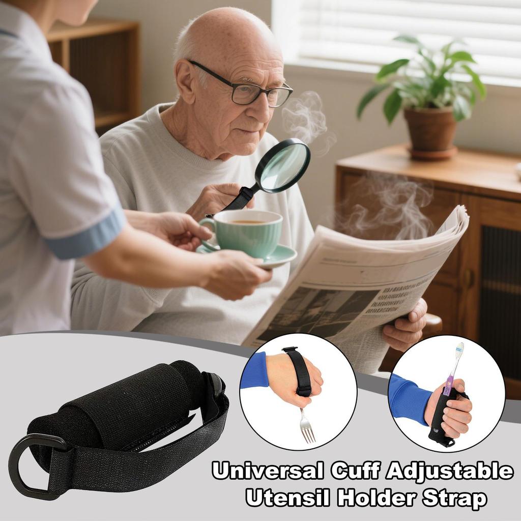 Utensil Holder Hand Strap Adjustable Hand Strap For Holding Utensils Grip Aid Eating Assistance Cuff For Support Weak Grip Daily