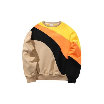 Li-Ning 2019 New York Fashion Week Show Collection Color-Block Pullover Long Sleeve Crew Neck Sweatshirt Men Sweatshirt Fragrant-Apricot AWDP727-2