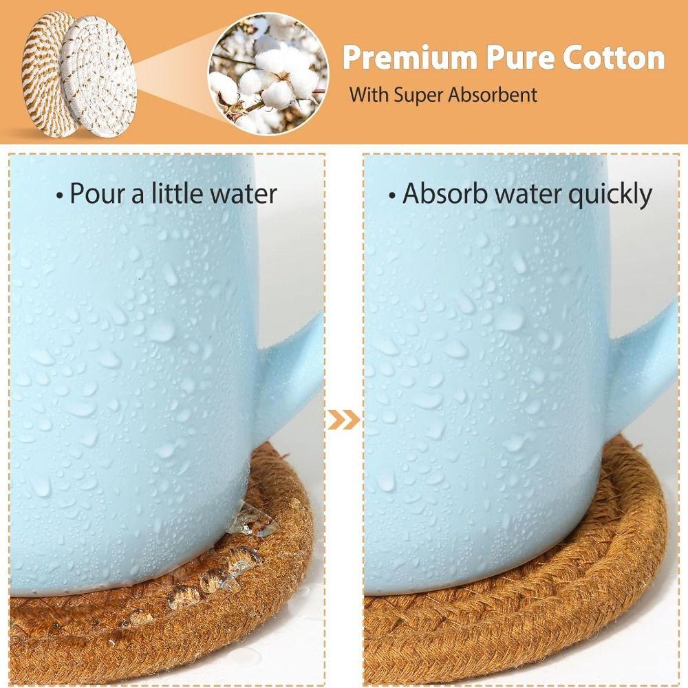 8/10 Pcs Braided Woven Trivet Placemats Cotton Rope Hot Pads Natural Drink Coasters  Tabletop