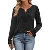 Women's Loose Comfortable Casual Fashion V-Neck Solid Color Long Sleeve Top