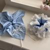 Women's Blue Lace Ribbon Crochet Scrunchie Hair Band