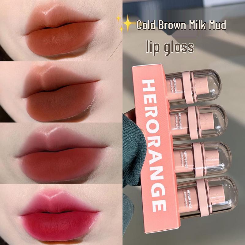 HeroOrange Cold Brown Matte Velvet Lip Glaze: Long-Lasting, Face-Enhancing Student Gloss.